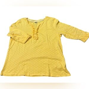 Basic Editions Yellow & White Polka Dot Women’s Blouse / size XXL